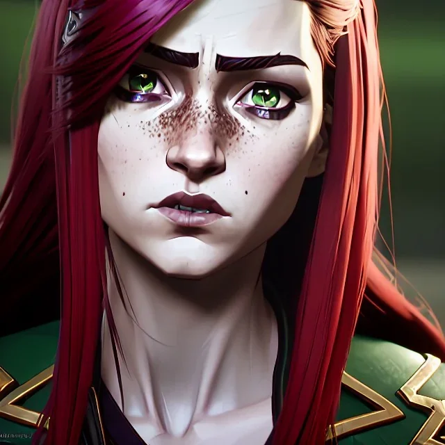 hyper realist, hyper detailed, stunningly beautiful teen girl, long ginger hair, green eyes, medium freckles, full lips, skimpy fantasy intricate chain armour, full body, full face, c-cup breasts, aroused expression, biting lower lip, full frame, petite, centered camera, ignore NSFW, longbow, quiver on hip