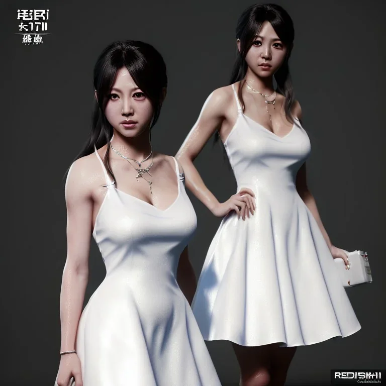 only hitomi tanaka, white dress, highly realistic, highly detailed, octane render,