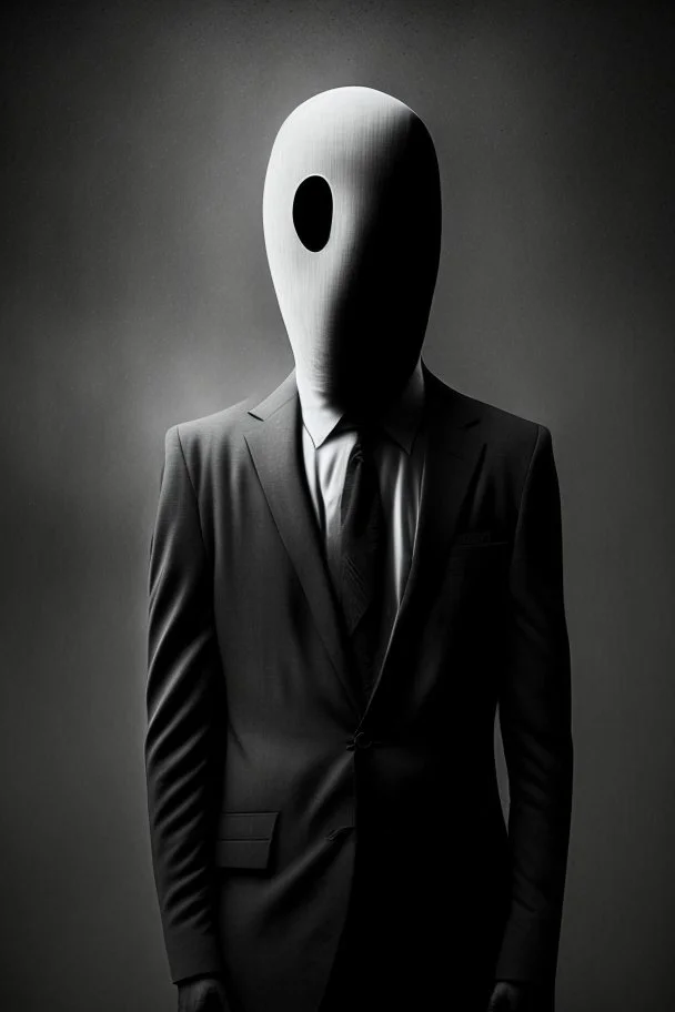 a scary figure wearing a suit and tie with no face