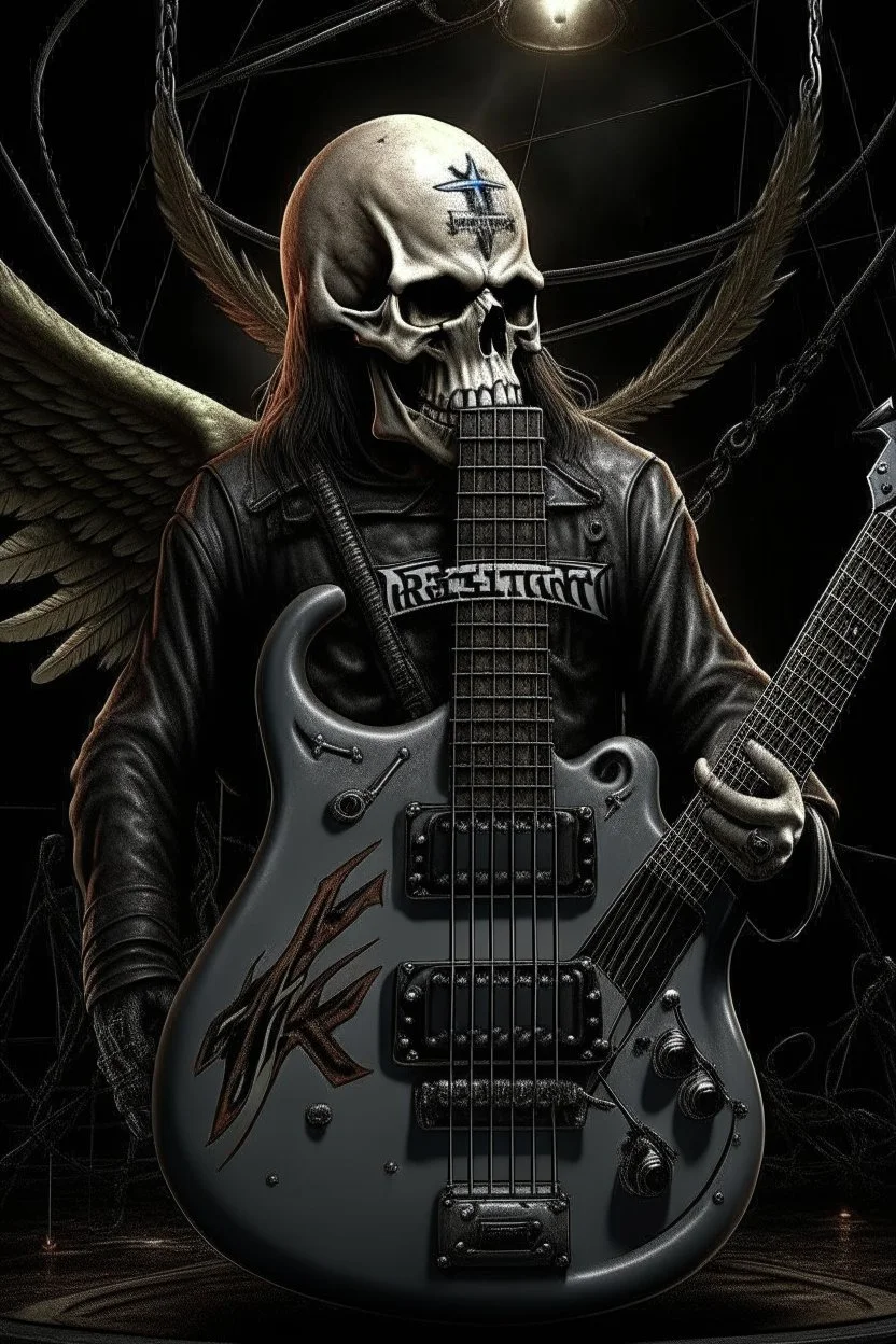 4k full realism, full details, logo emission radio hardrock; gorefest angel