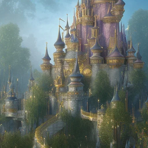 The palace of magic king, huge structure, panoramic view, zoomed out view of the exterior, mysterious, soft lighting, unreal engine 5 volumetric lighting, intricate details, realistic style, 8k resolution