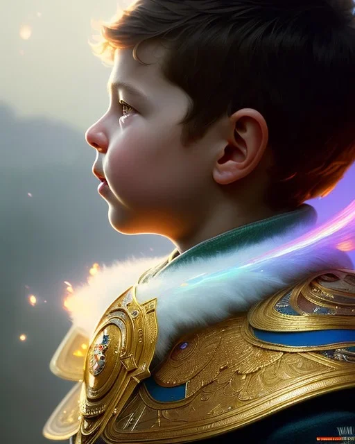 A small boy, magic, head and shoulders, 8k resolution concept art portrait by Greg Rutkowski, Artgerm, WLOP, Alphonse Mucha dynamic lighting hyperdetailed intricately detailed Splash art trending on Artstation triadic colors Unreal Engine 5 volumetric lighting Splash art fantasy"