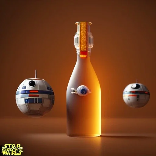 Star wars characters in a bottle floating, super high resolution, professional photograph, in focus, beautiful detail, professional digital art, stunning 4k, volumetric light, Award-winning photograph, photography, tokio background