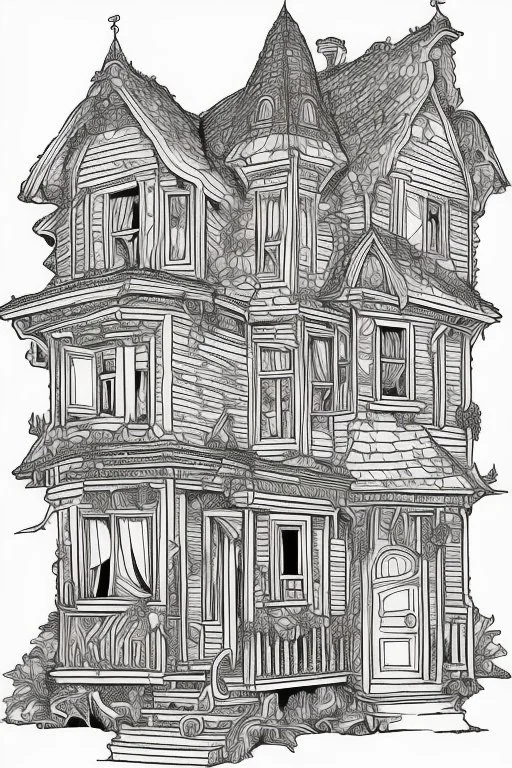 coloring book page Small Haunted Houses