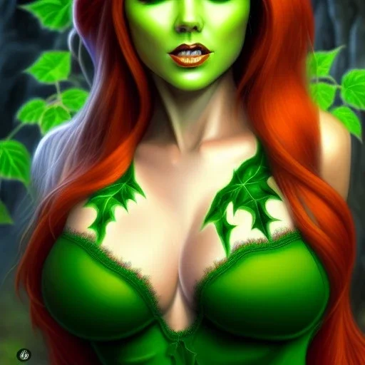 ultra detailed fullbody portrait of Beautiful busty Poison Ivy , extremely detailed digital painting, intrincate, extremely detailed face,crystal clear Big Green eyes, in the style of Ohrai Noriyoshi and robert e howard and pablo oliveira and Ken Kelley and Keith Parkinson,mystical colors,perfectly centered image, perfect composition, rim light, beautiful lighting,8k, stunning scene, raytracing