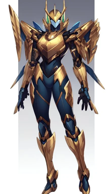 a beautiful gold robot .