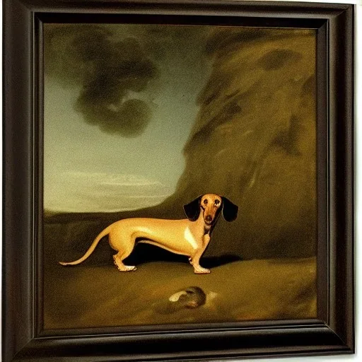 dachshund in a landscape by goya on christmas