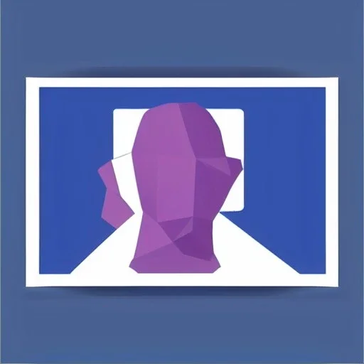 full view of a low-poly, flattened vector image icon of a government-issued card with photo of person, blue color palette, transparent background.