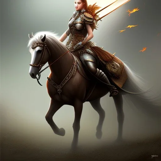 female warrior on horseback