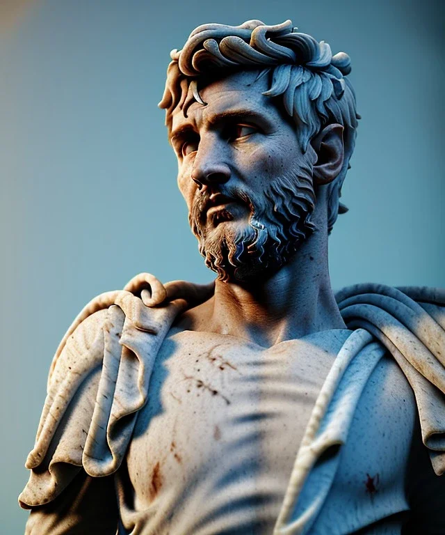 Realistic image, roman sculpture, marble material, Lionel Messi model, migel angel style, God light, 4k resolution, intricate details, ornate details, soft lighting, unreal engine 5.