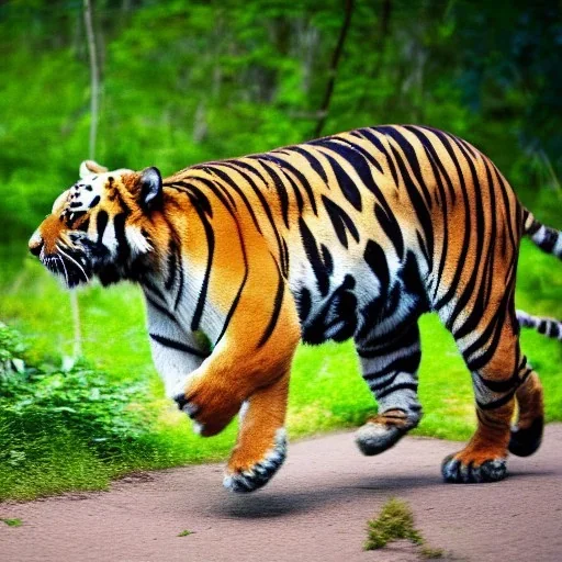 small Full Tiger running raning jungle