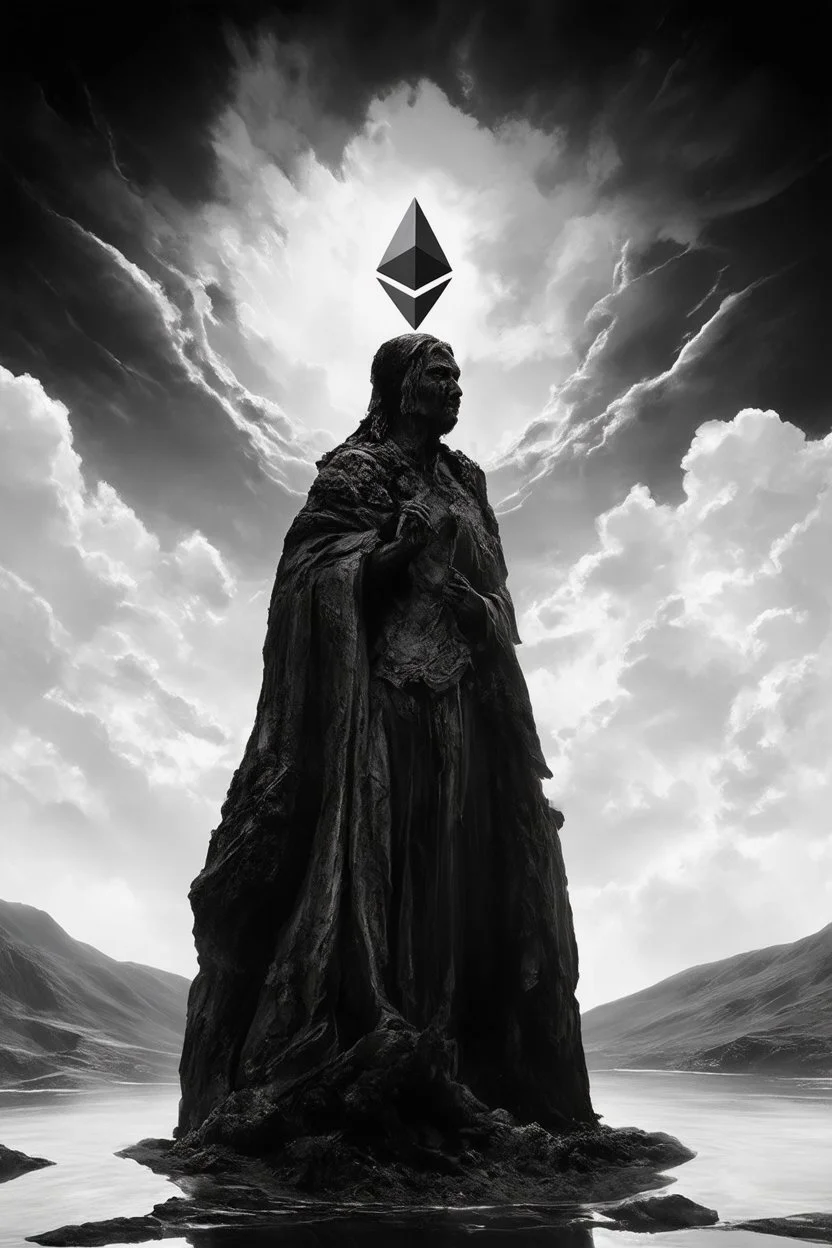 tom lee ethereum oracle of delphi seeing the futurein the style of surrealism black and white