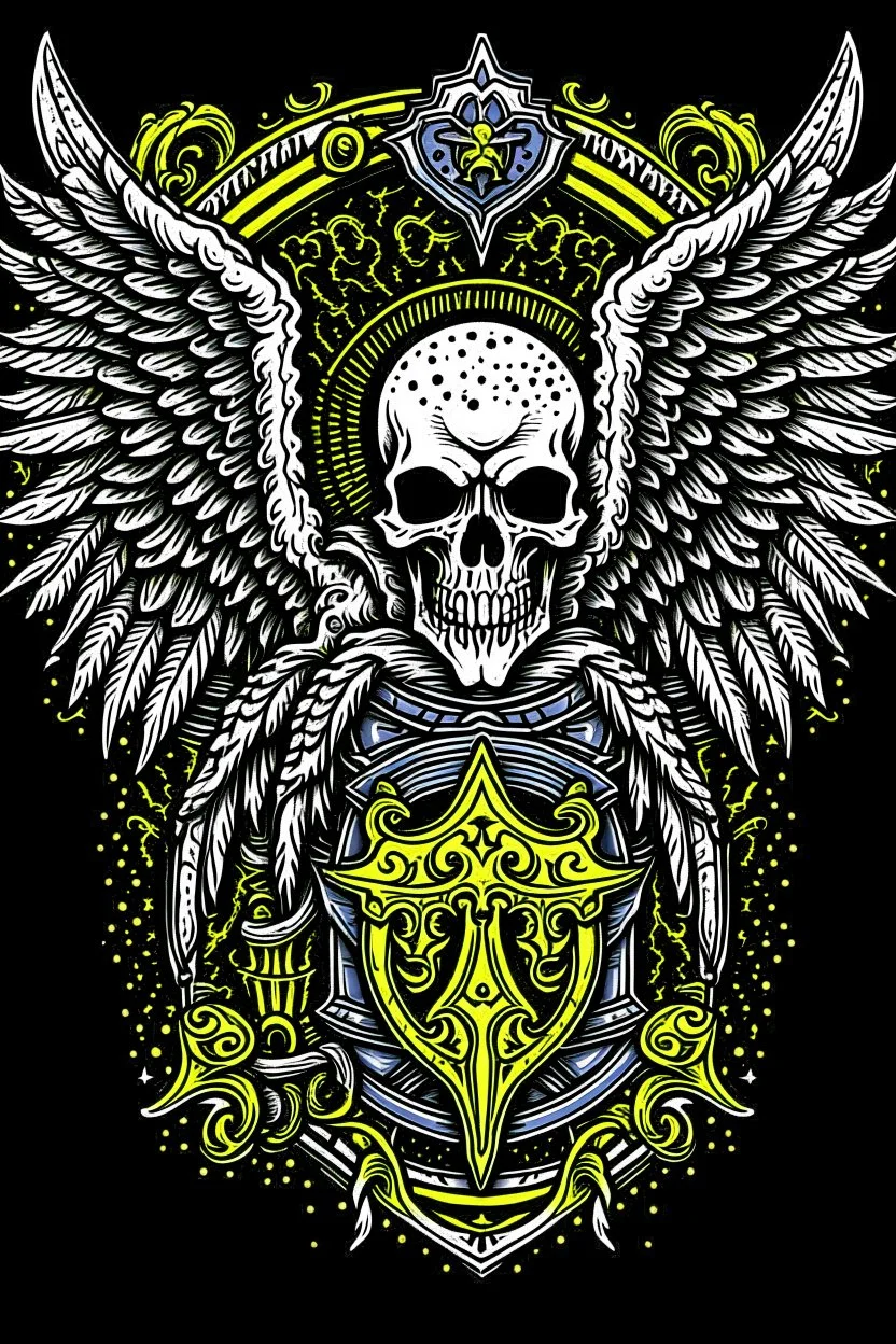 A coat of arms featuring the angel of death, science fiction