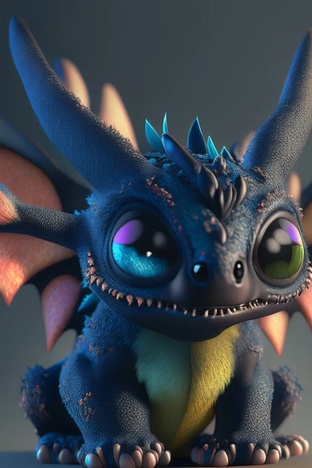 Lilo and stitch and toothless fused together , 8k, highly detailed, small minutiae, tiny features, hires, 8k, uhd, realistic shaded volumetric lighting, volumetric, color scheme, toned colors, colorful