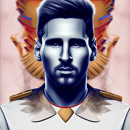 Portrait of goat king lionel messi, highly detailed, color patterns on wings, soft studio lighting, background 64k