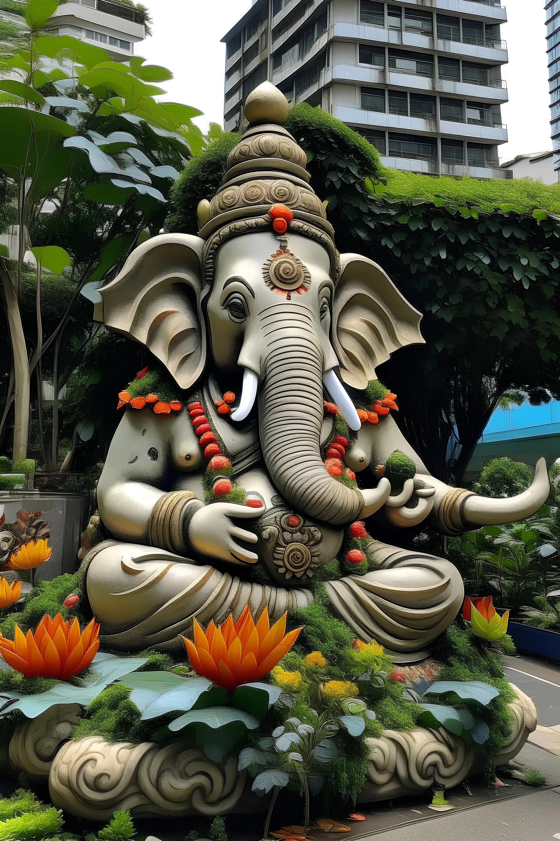 ganesh em são paulo com plantas