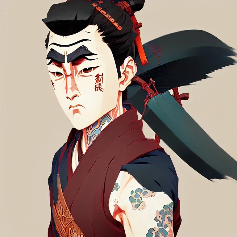 Samurai Ukiyo-e style