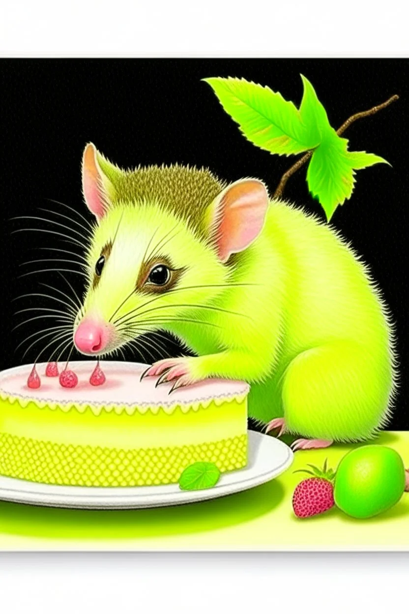 opossum and birthday cake poster