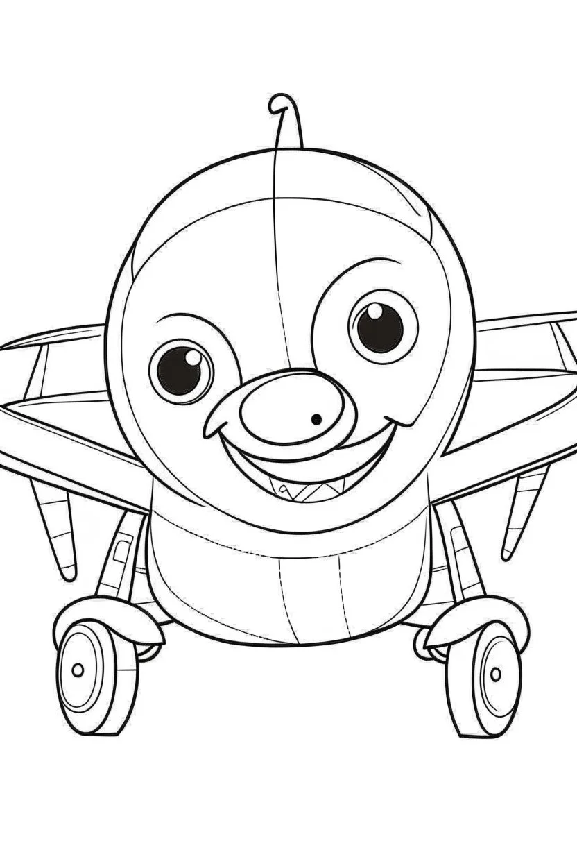 outline art for cute Airplane coloring pages with sitch, white background, Sketch style, full body, only use outline, toddlers style, clean line art, white background, no shadows and clear and well outlined.