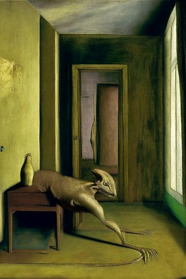 a chimera in a liminal room depicted by balthus