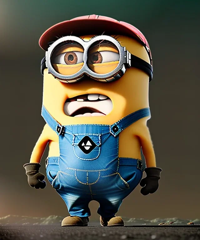 Minion toddler, full body, angry, dramatic lighting, hyper realistic