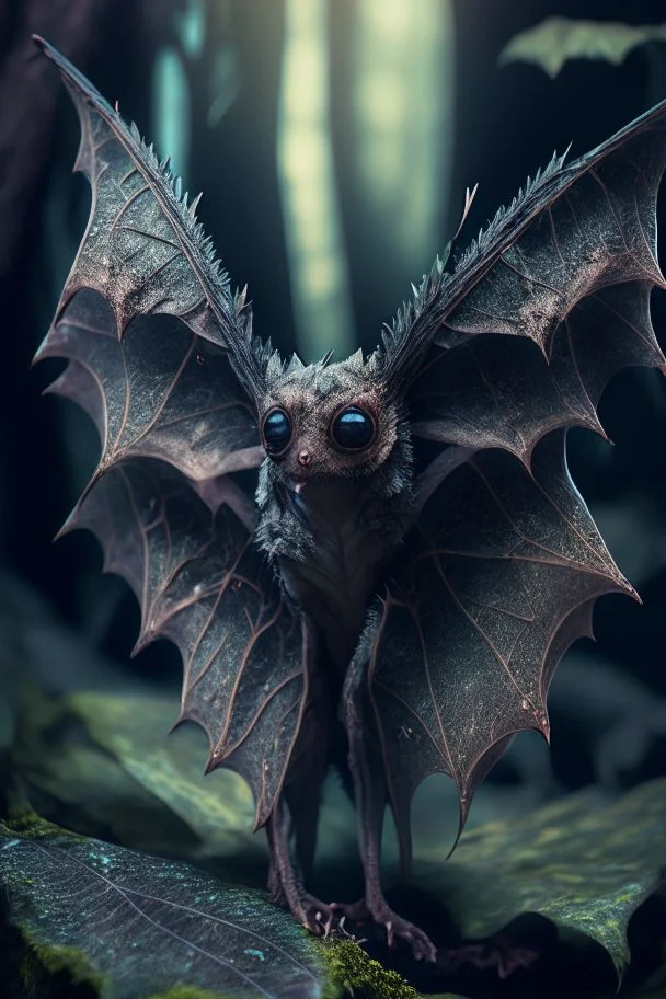 Forest Nymph bat fused ,majestic, Realistic photography, incredibly detailed, ultra high resolution, 8k, complex 3d render, cinema 4d