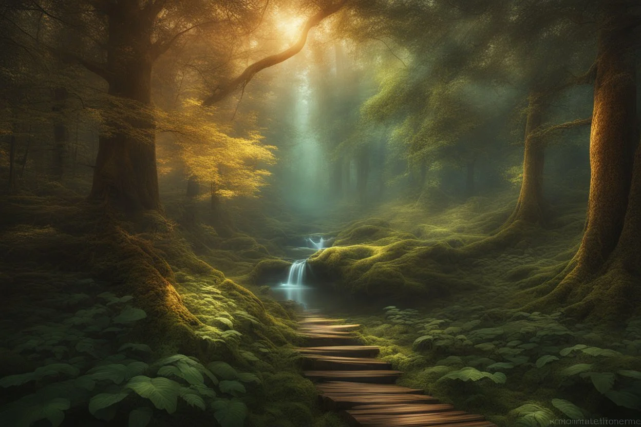 A beautiful forest, magical energy, warm light, magical, mystical, surreal, digital art, photomanipulation, by Lorien Stern. fantasy concept art, exquisite realism, a masterpiece, dynamic lighting, hyper detailed, intricately detailed, deep color, Unreal Engine, volumetric lighting , Epic cinematic brilliant stunning intricate meticulously detailed dramatic atmospheric maximal,