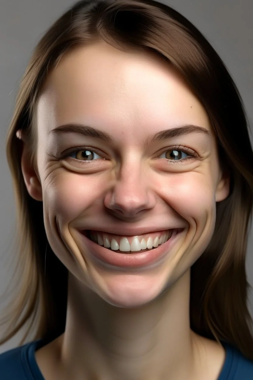 wide forehead and teeth woman