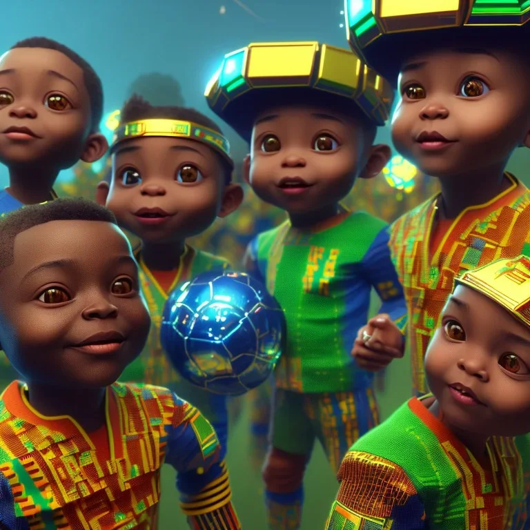 kente scene, octane render, high detail, smiling boys