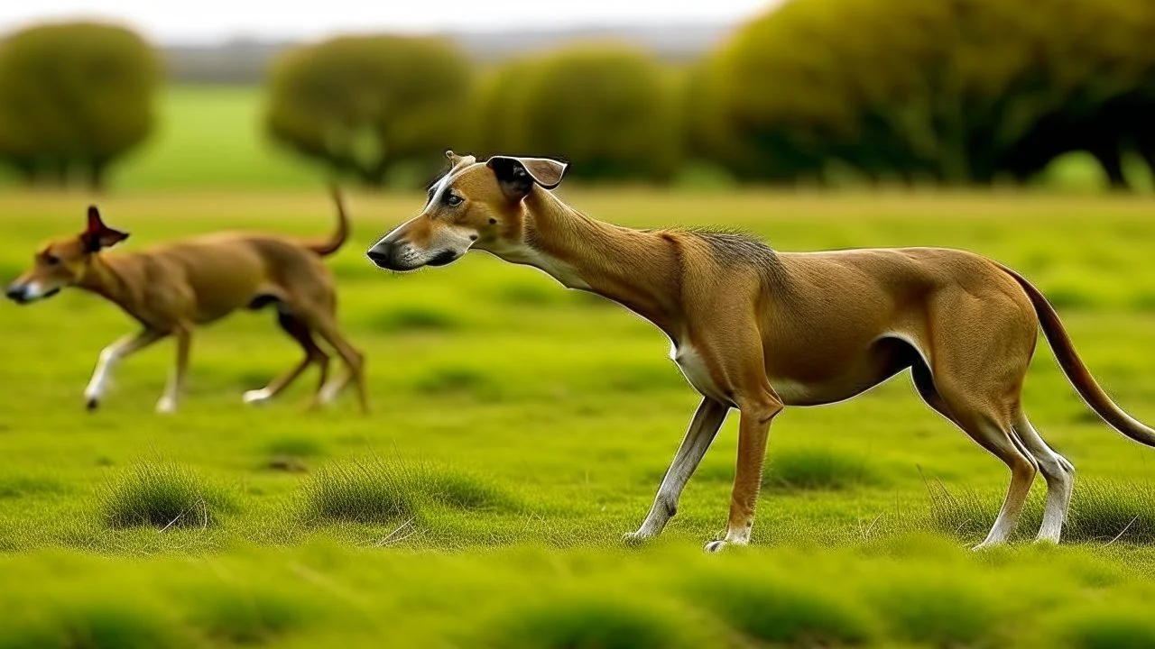 Like the dog in an empty field when a hare, the greyhound, sees, and it searches for its prey with its feet.