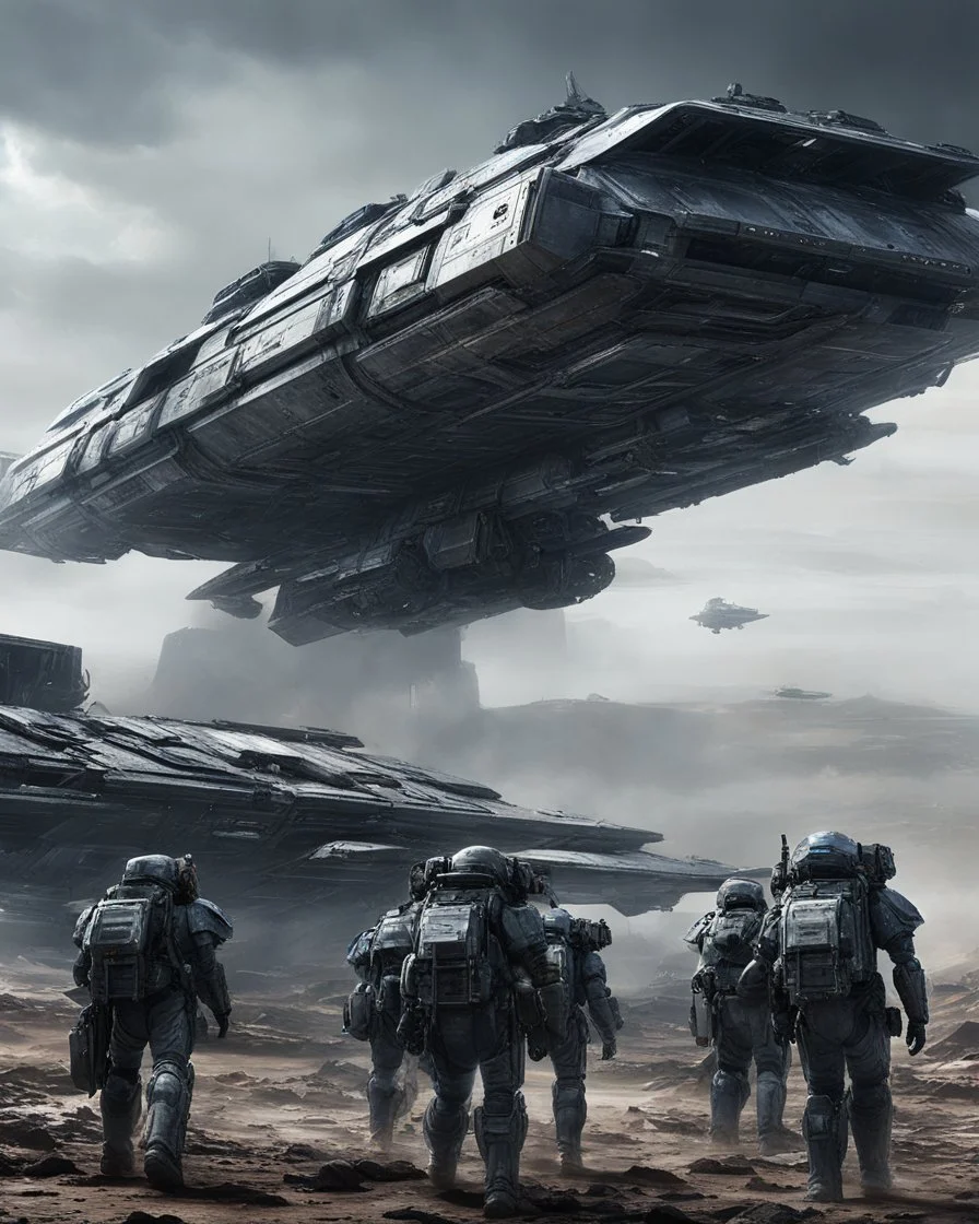 futuristic epic scifi, spaceship massive sulaco line's arrival / departures terminus, men and women soldiers space marines embark LV-426, Sci Fi, a huge weathering battered and chipped spaceship with large steel grey WM5 markings and a logo on both sides of the hull in digital art style, wide angle, balanced composition, hard surface, reflections, triadic color, symmetry, hyper detailed, octane render, orange render