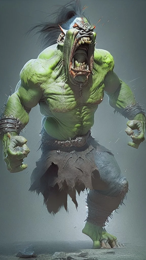 orc screaming, full body