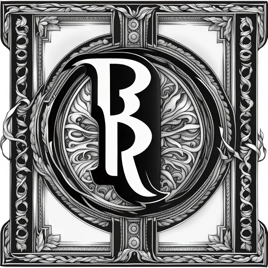 logo with the letter R end N, black and white