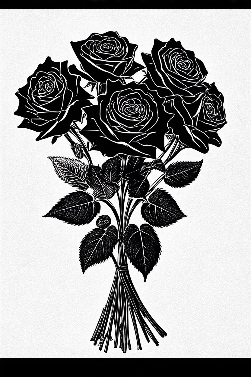 Dead black roses bouquet Black And White Graphic