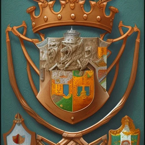 coat of arms of a troglodyte city in the moutains, very detailed