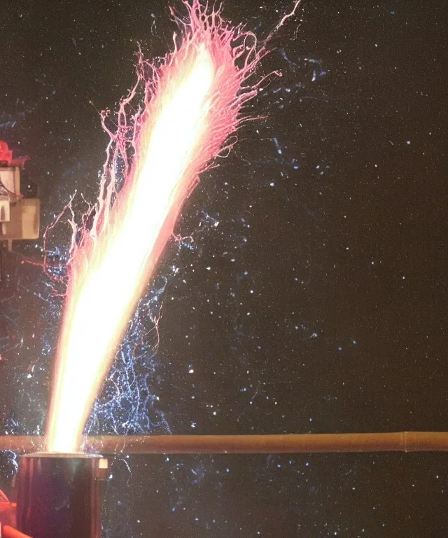 A hose pouring cosmic goo instead of water fire plasma electricity