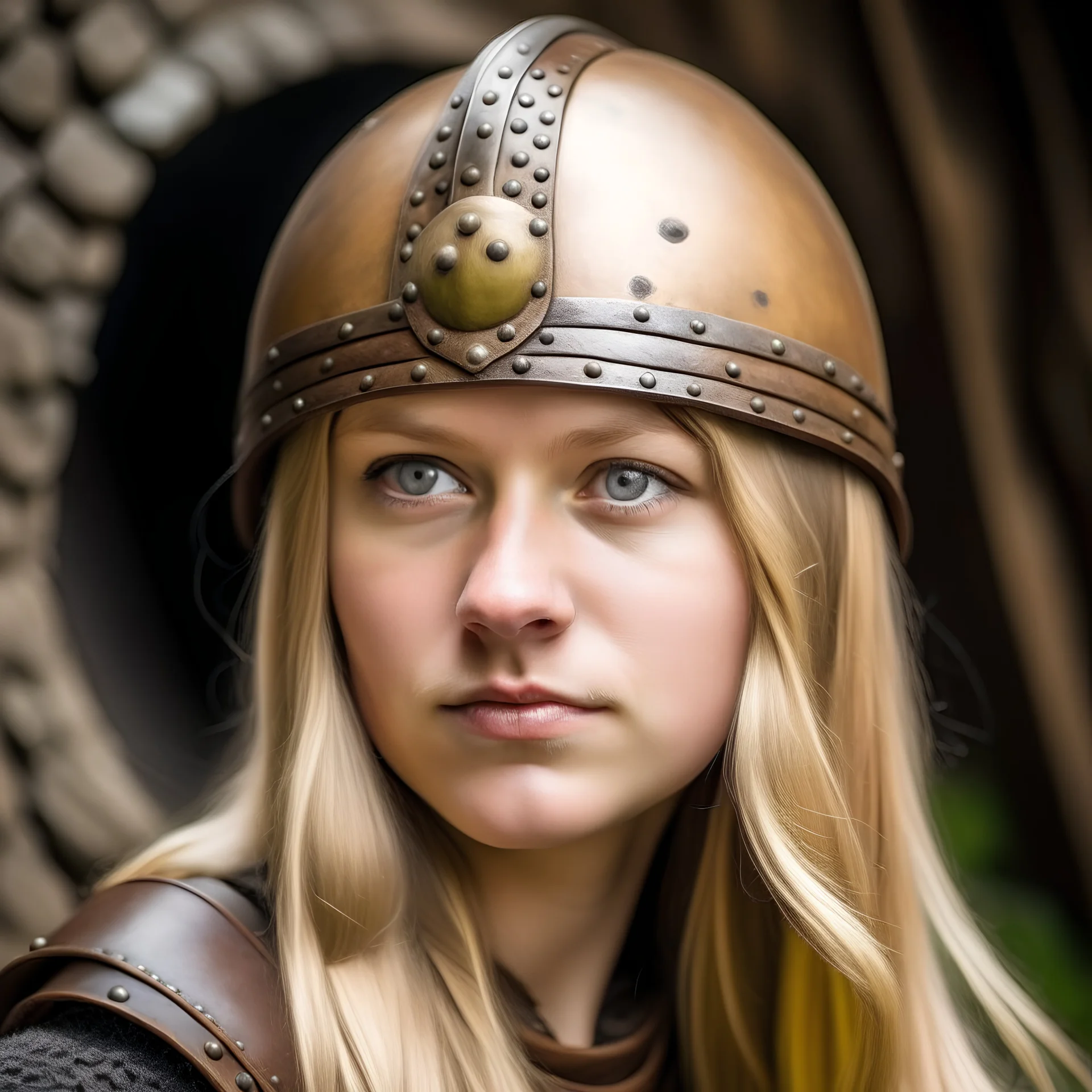 Blonde Viking with helmet
