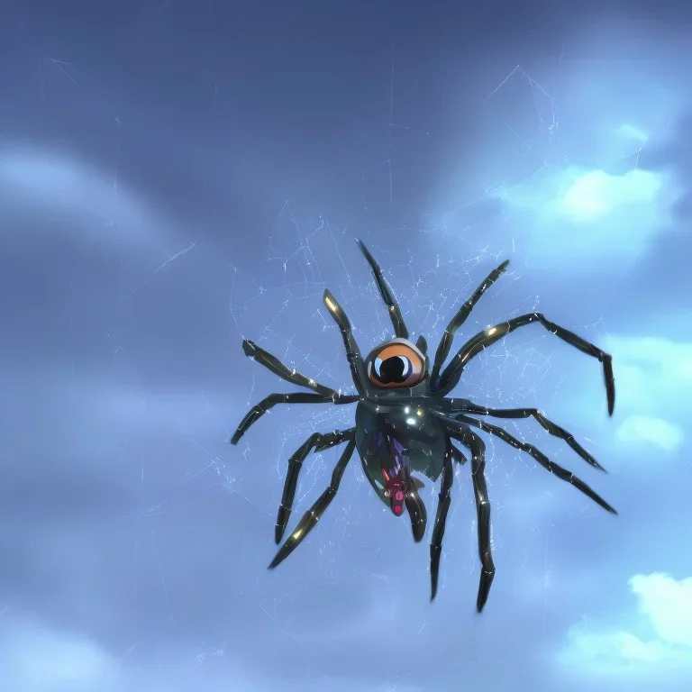 Giant transparent ethereal starry spider, realistic