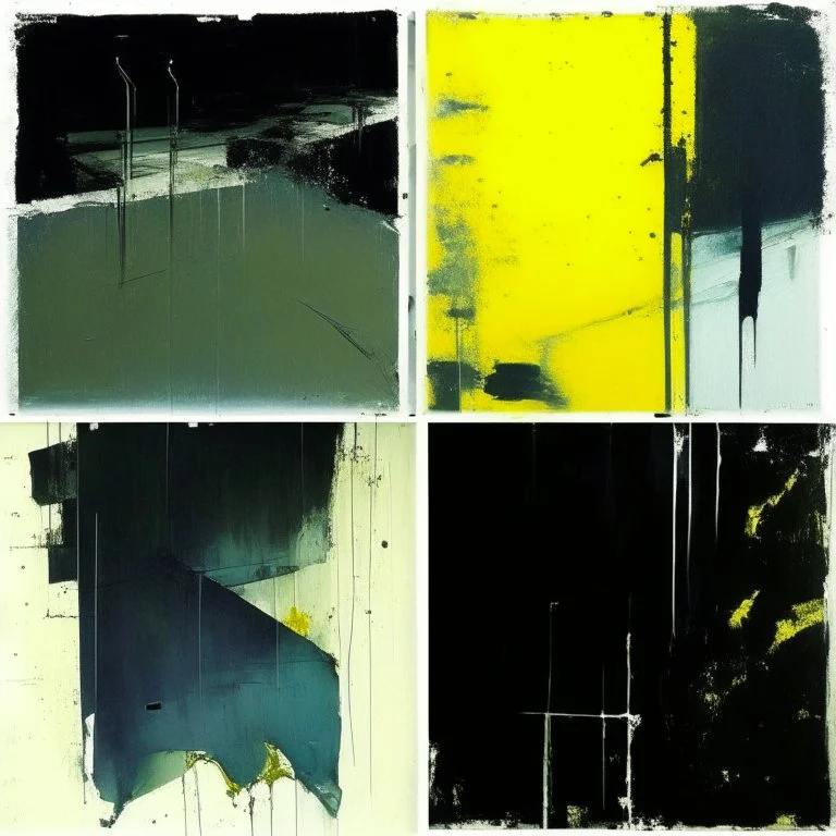 Minimal abstract oil paintings desolate 1960s carpark concrete fragments. Yellow road markings. style of Justin Mortimer and Francis Bacon.