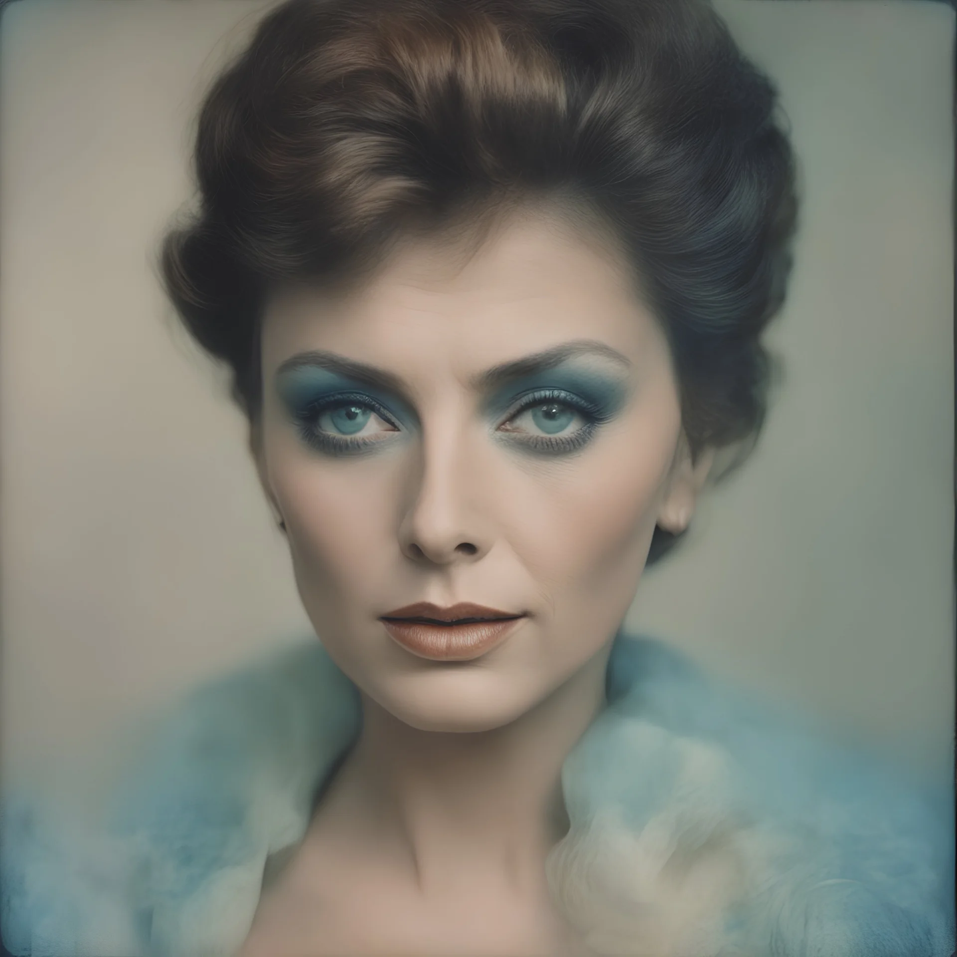 Sophia Loren, blue, autochrome
