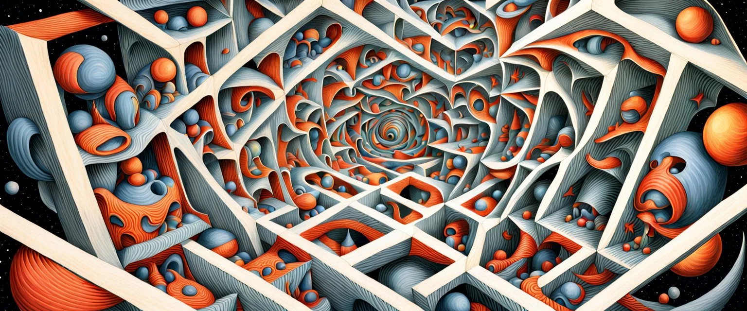 escher polychrome spacetime transdimensional hyperspatial creature