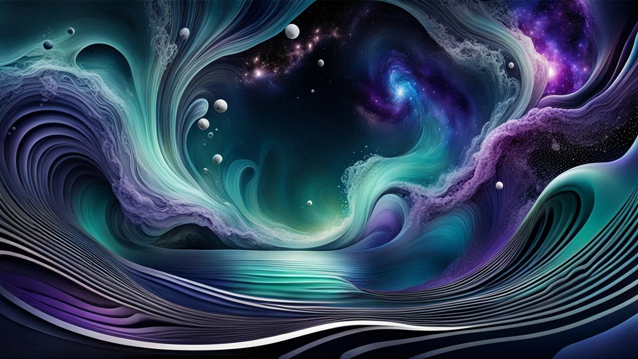 flow theme, abstractions and unoque stunning shapes, water, dark galaxy , deep sea water with nebula and big deep galaxy, music, soft verry fade 2d nervous system with fade little lightings floatings in background, deep sea, deep colors: dark blue, purple, white, pale green, pale silver gray colors, stunning composition with dremlike vibe, slow flow of a light wave-like water, deep colors, emotional, etheral, neurodivergens ambient soul , abstractions, soft pale neuron web, stunning, cinemati