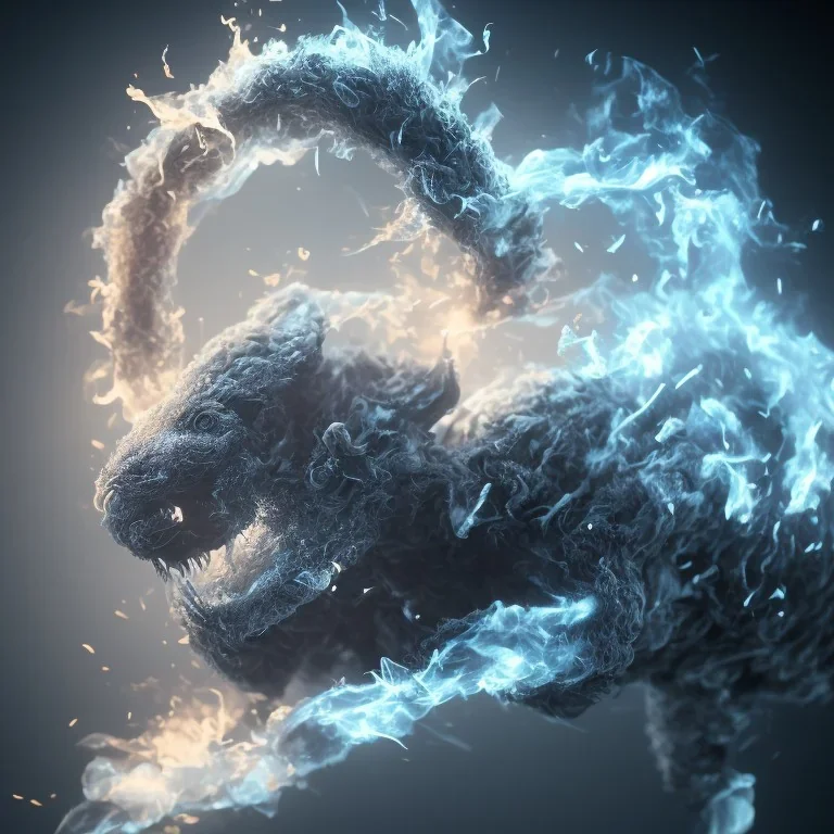 All Black Feild mouse, white smoke, dark, rage, high definition, ultra 8 k, volumetric lighting, blue fire, fog