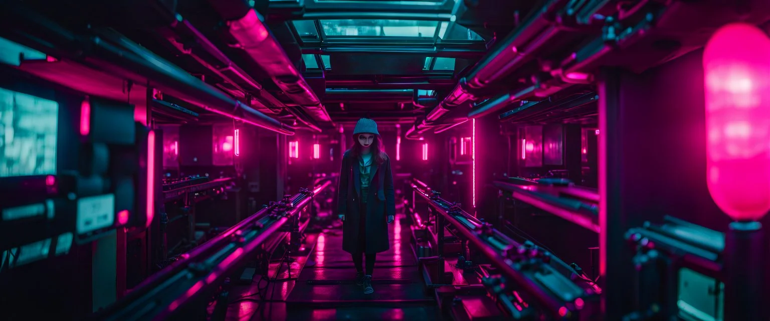 Lush Cyber void, imperfection, natural lighting, cinematic, Fuji Film, Anamorphic lens, 2040s, deep depth of field, Solarpunk