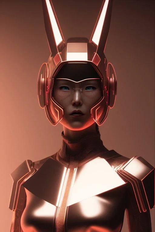 MCU Portrait, Front image, cyberpunk Asian woman rabbit mask, red pink color, latex dress, highly detailed, concept art, smooth, unreal engine 5, god rays, ray tracing, RTX, lumen lighting, ultra detail, volumetric lighting, 3d, finely drawn, high definition, high resolution.