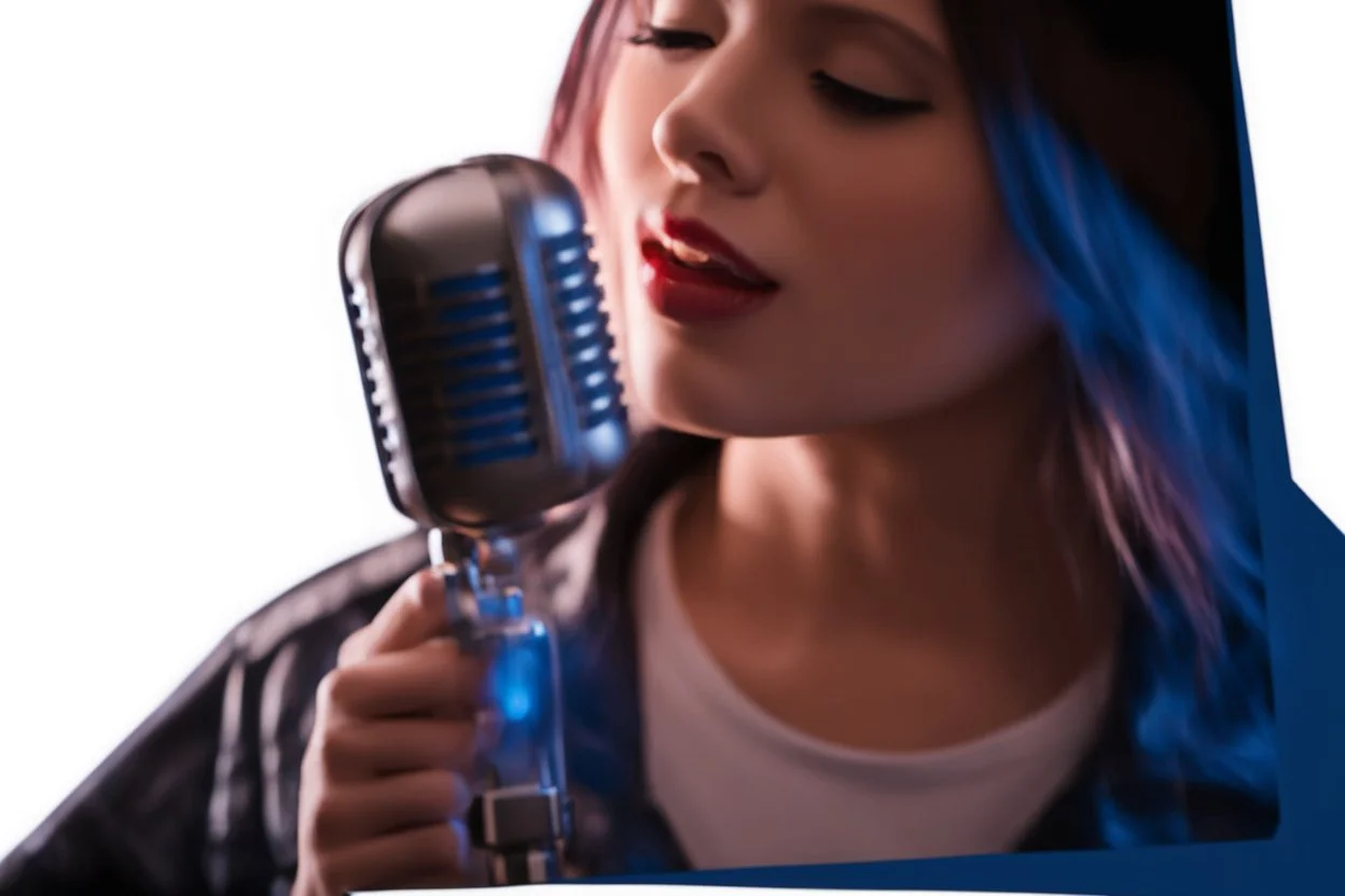 female Singer with microphone