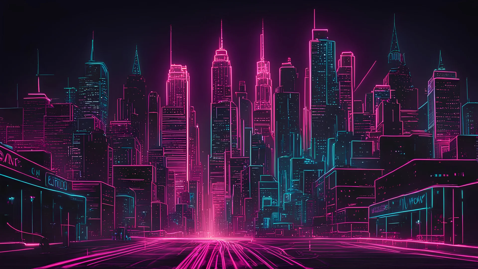 NEON LINE ART OF NEW YORK. AMAZE ME. Cinematic lighting,