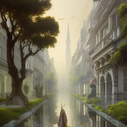 ,Beaux Arts architecture,+palladio+liveable street+detailed facades+green city,uphill road,trees on walkway,elegant avenue, biopunk+Bueno Aires,vienna,alphonse mucha, greg rutkowski,matte painting, cryengine, hyper detailed, felix kelly, fantasy art, seb mckinnon"