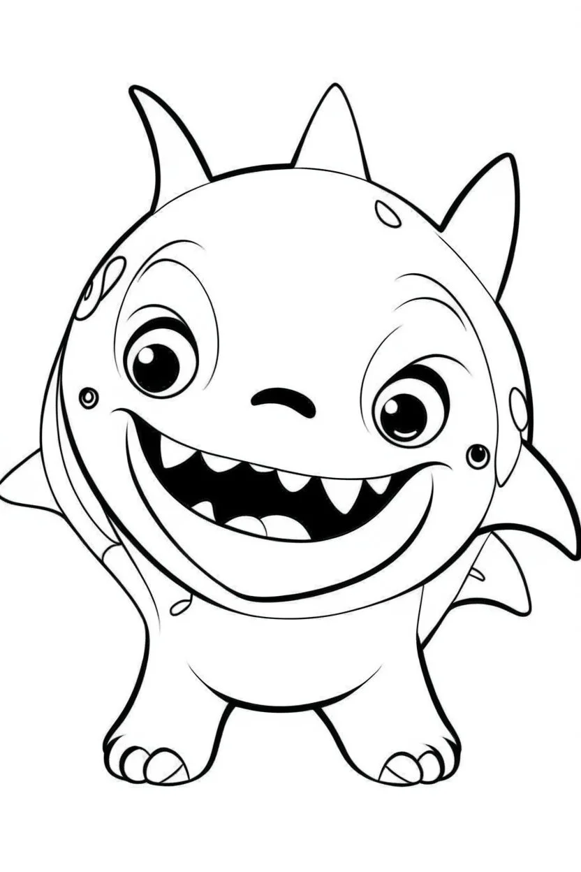 outline art for cute Shark coloring pages with sitch, white background, Sketch style, full body, only use outline, toddlers style, clean line art, white background, no shadows and clear and well outlined.