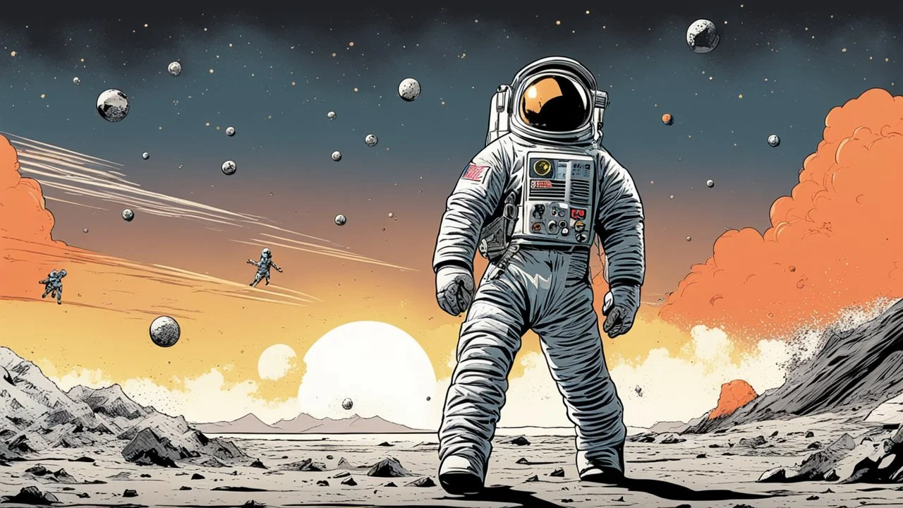 comic style, Moon landing